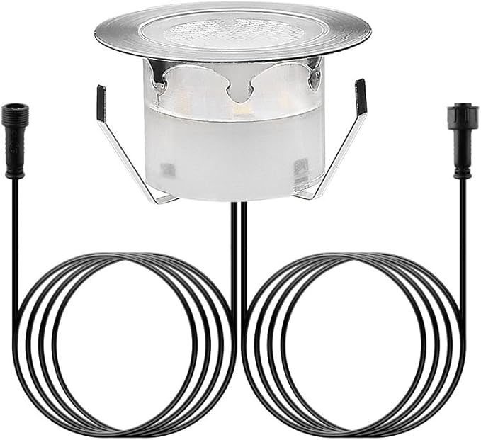 Low Voltage LED Deck Lighting Kit Stainless Steel 1W Waterproof Outdoor Yard Garden Decoration Lamps Landscape Pathway Patio Step Stairs LED In-ground Lights(Blue/6pack)