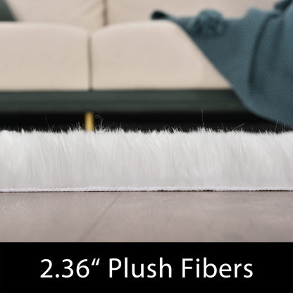 Latepis Off White 3x4 Area Rug Faux Sheepskin Fur Rug Washable Furry Rugs for Bedroom Fluffy Rugs for Living Room Dorm Cushion Luxury Home Decor Rectangle