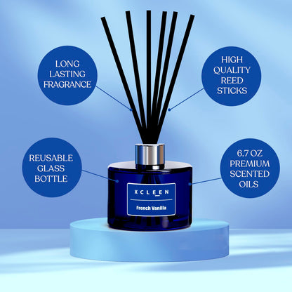 Reed Diffusers Set, 3.7 Oz Scent Diffuser, 6 Reed Diffuser Sticks, Home Fragrance Hyacinth, Peony & Citrus, Aromatherapy Oil Diffuser Reeds, More Masculine Scent, Bathroom & Office Decor 110ml