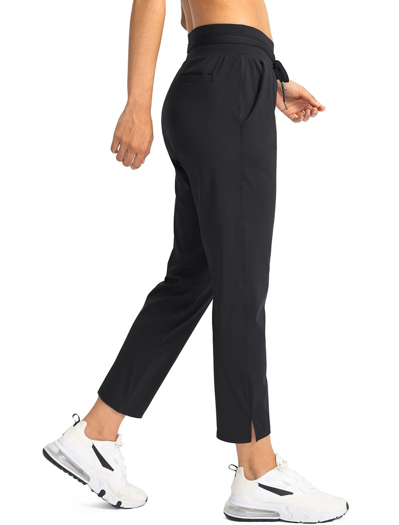 Soothfeel Women's Pants with 4 Pockets 7/8 Stretch High Waisted Sweatpants Travel Athletic Work Golf Pants for Women(Black, X-Large)