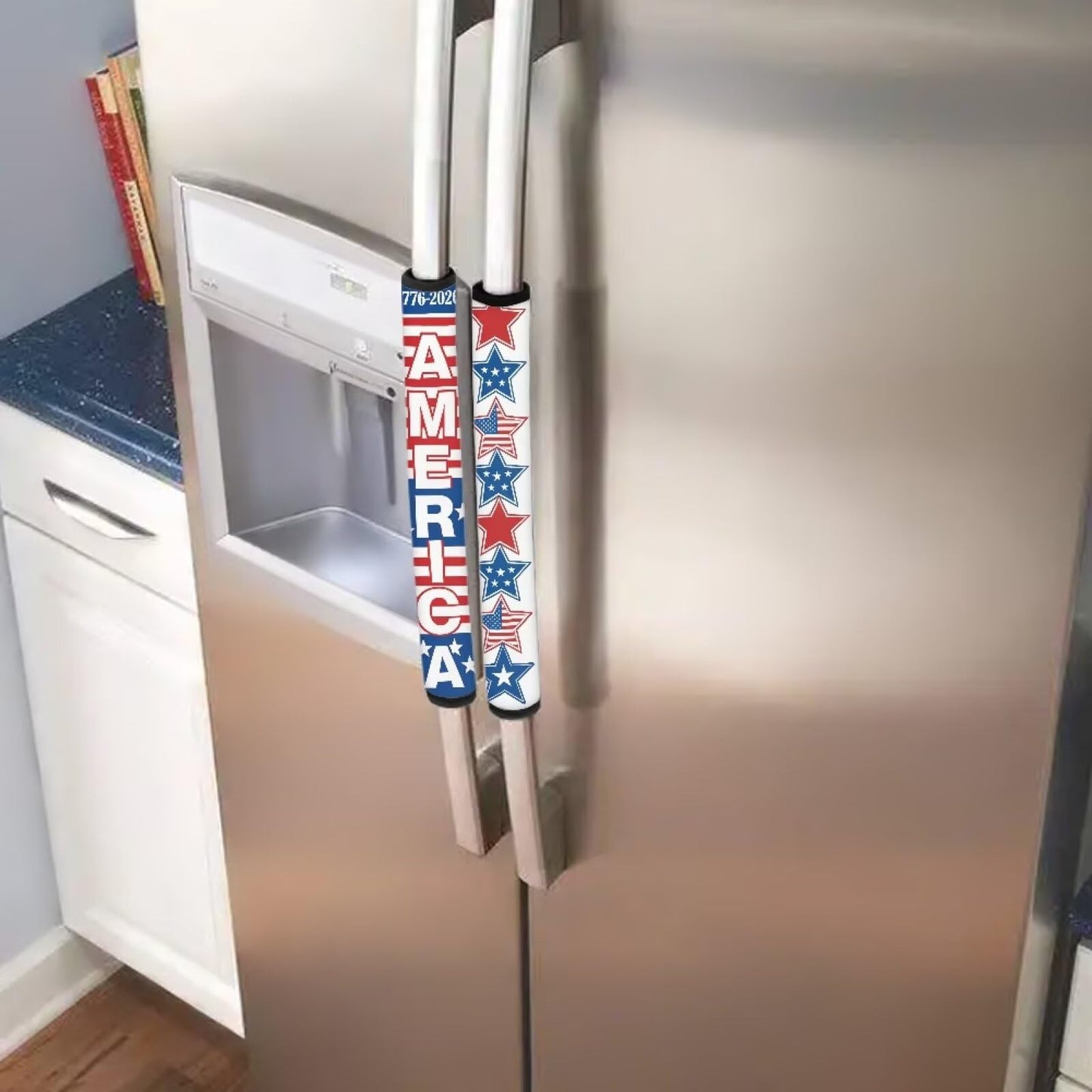 HUISEFOR 250 Years of America Print Refrigerator Door Handle Covers Fridge Handle Covers Set of 6 Washable Appliance Handles Cover Cloth Oven Stove Dishwasher Handles Protective Gloves