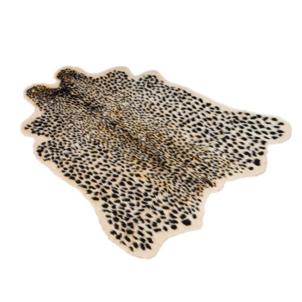 Leopard Print Area Rug Faux Cowhide Skin Fur Non-Slip Cheetah Rug Small Accent Distressed Animal Print Hide Mat Floor Carpet for Door Mat Entryway Bedrooms Laundry Room Decor 3.3x2.95Ft, Leopard