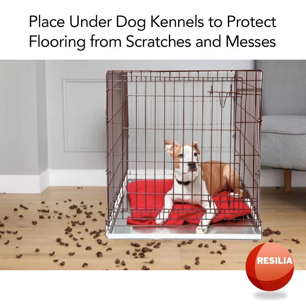 Resilia Under Dog Crate and Kennel Mat to Protect Floors, Water-Resistant Pad for Hard Floors and Surfaces, 30 Inches x 48 Inches, Clear