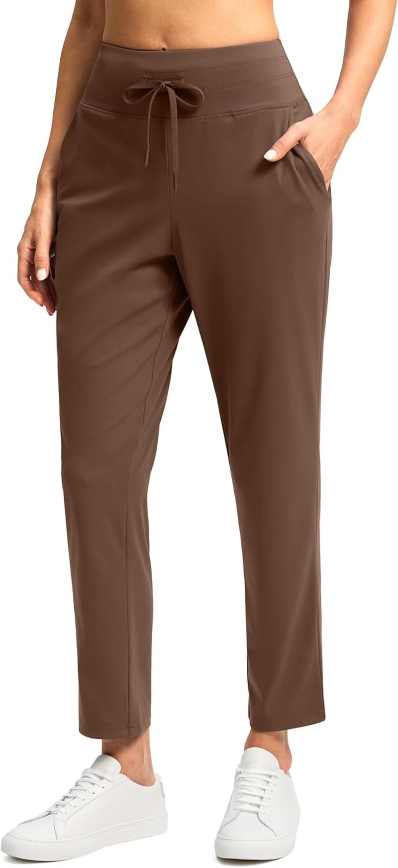 High Waisted Ankle Pants for Women - 7/8 Athletic Style with 2 Pockets & Drawstring | Ideal for Golf & Casual Wear