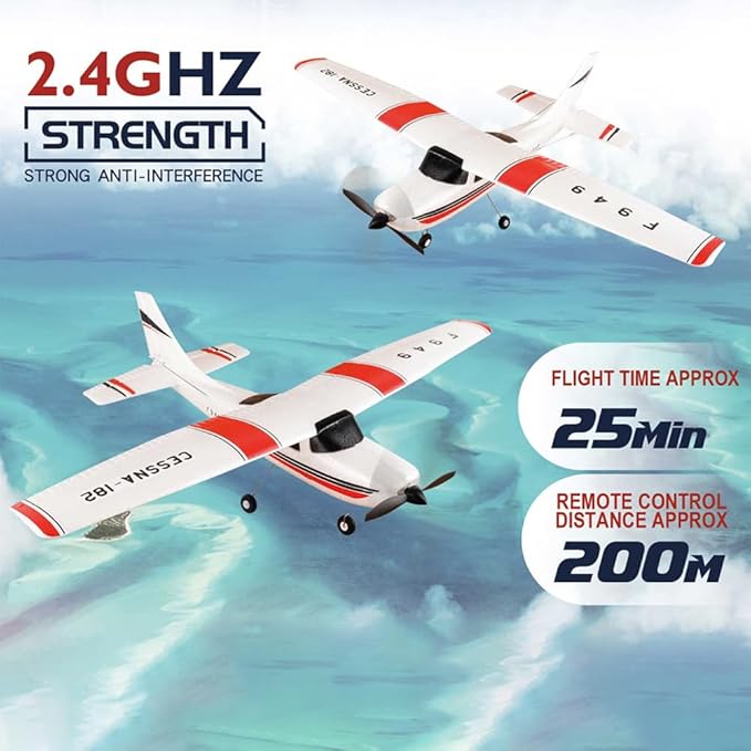 F949 RC Plane 3CH 2.4Ghz Remote Control Airplane EPP 3D6G RTF RC Airplane for Beginners Easy to Fly RC Glider with 2 Batteries Propellers Landing Gear (LED 2BSL)