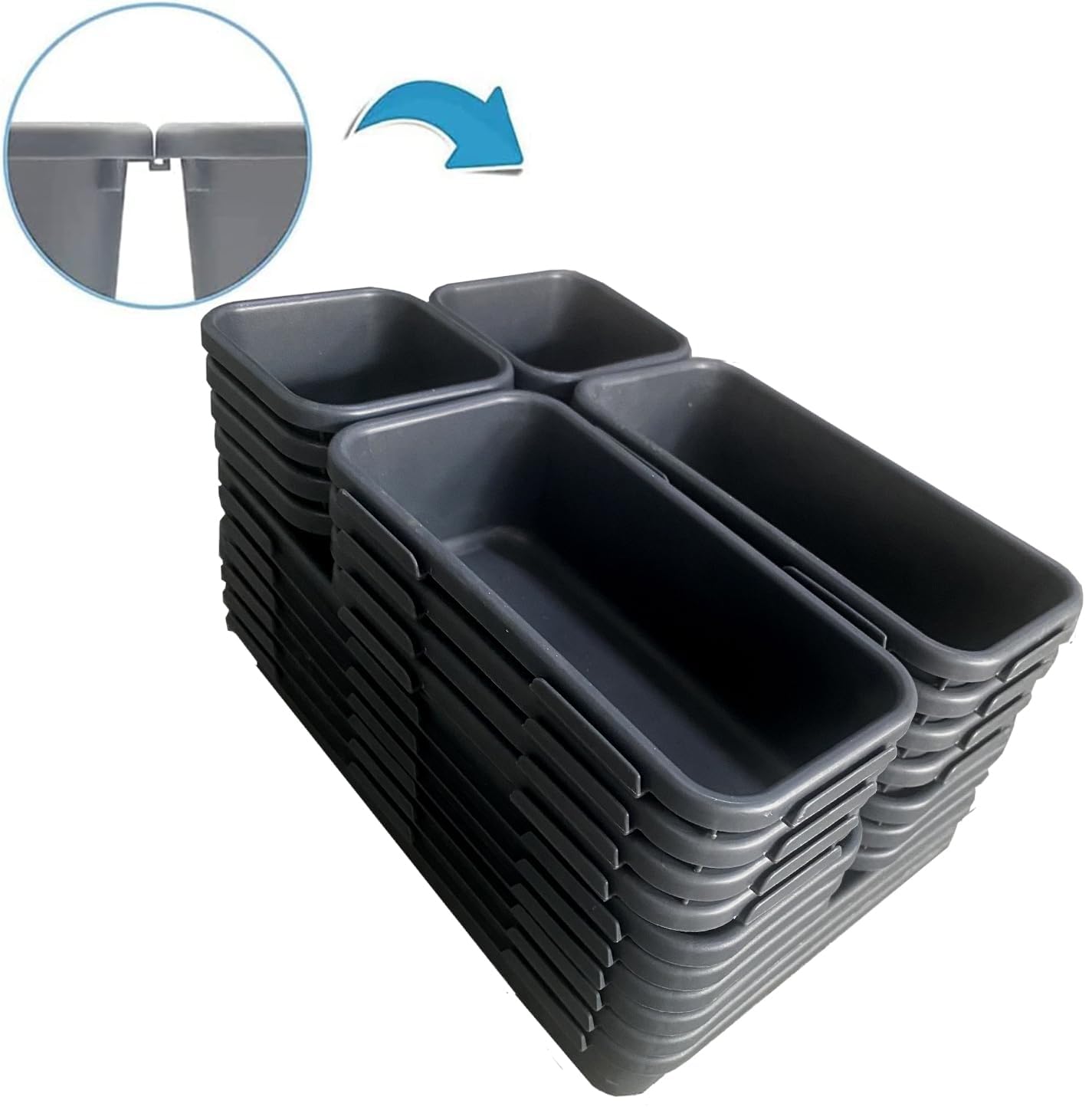 Kutesna 25 PCS Interlocking Desk Drawer Organizer Separator for Office,Bathroom,Kitchen,Makeup,Tool（4 Sizes）