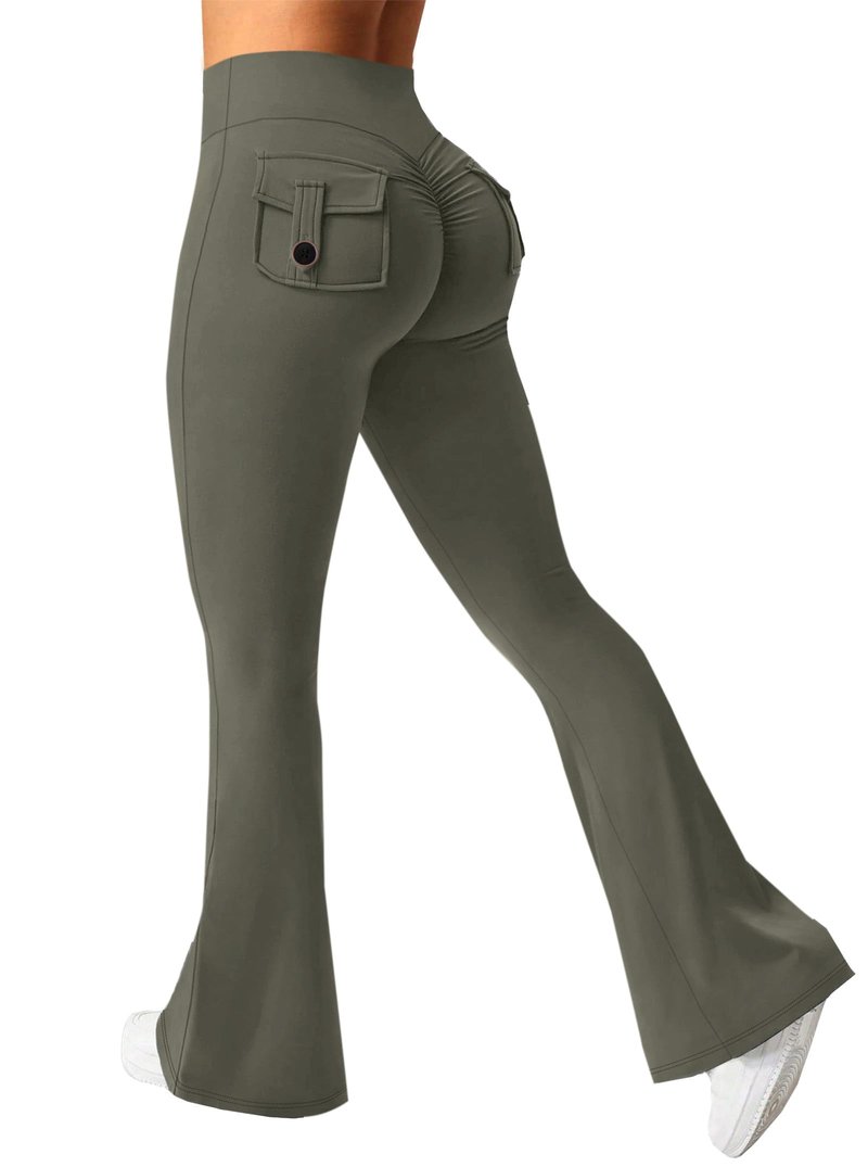 Avanova Scrunch Butt Lifting Leggings for Women Flared Yoga Workout Gym Pants with Pockets