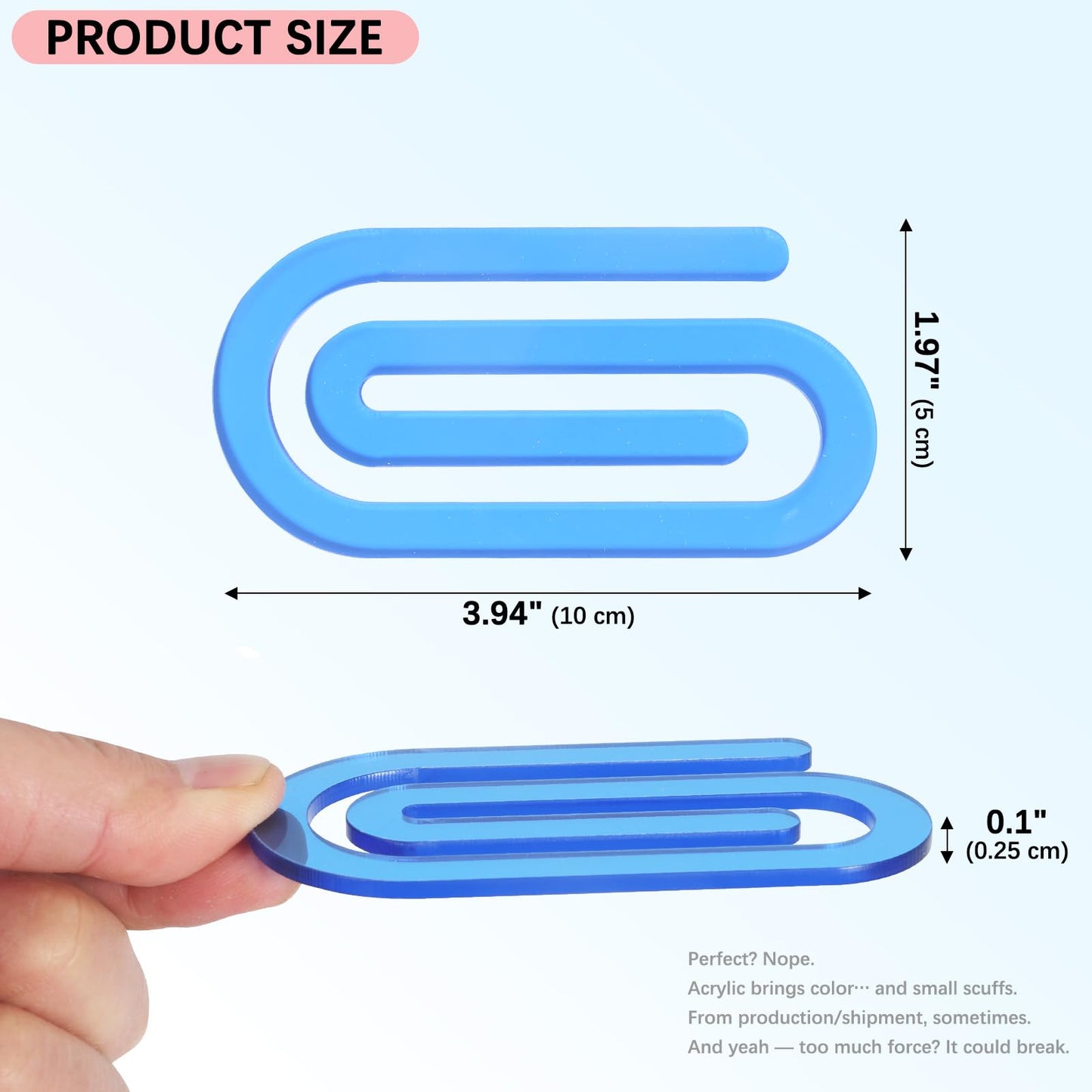 Teacher Appreciation Gifts, 12 Pcs Jumbo Acrylic Paper Clips, Translucent, Classroom & Office Supplies, Back to School Gifts for Teachers & Students, Desk Org & DIY Charms & Accents & Bookmarks