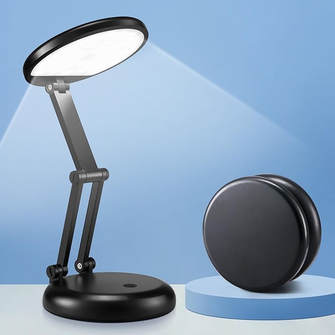 Small Desk Lamp for College Dorm Room Rechargeable 3600mAh, Foldable+Cordless Table Lamps Battery Powered Lights, Portable & Dimmable Desk Lamps for Home Office, 9 Brightness LED Desk Light Dorm Lamp