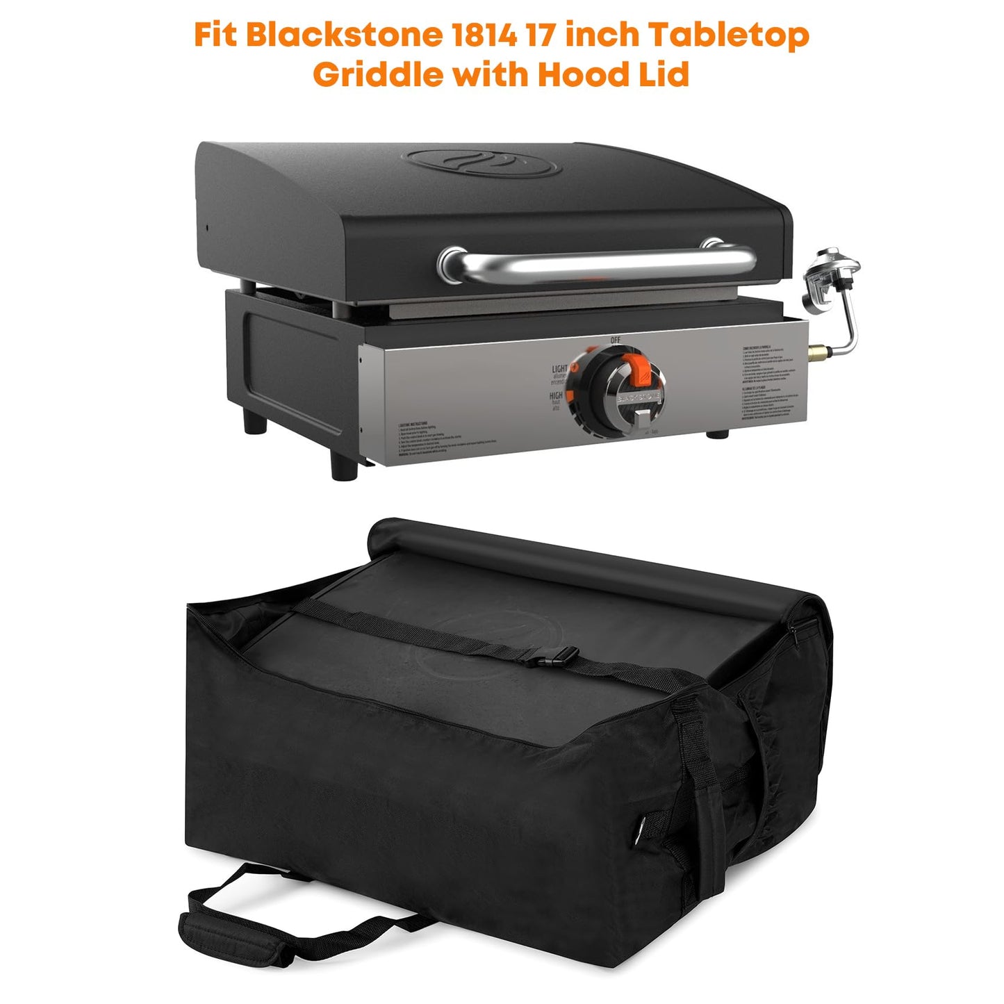 Stanbroil 17" Griddle Carry Bag for Blackstone 1817 Tabletop Griddle with Hood, 600D Polyester Water Resistant Outdoor Portable BBQ Grill Griddle Carry Bag