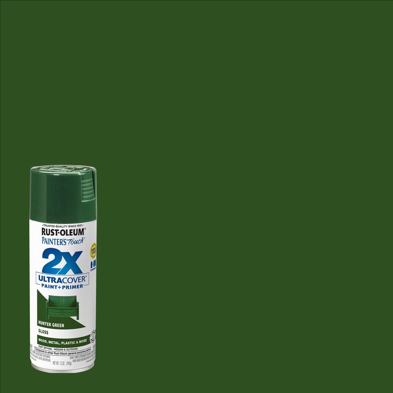 Rust-Oleum 334034-6PK Painter's Touch 2X Ultra Cover Spray Paint, 12 oz, Gloss Hunter Green, 6 Pack