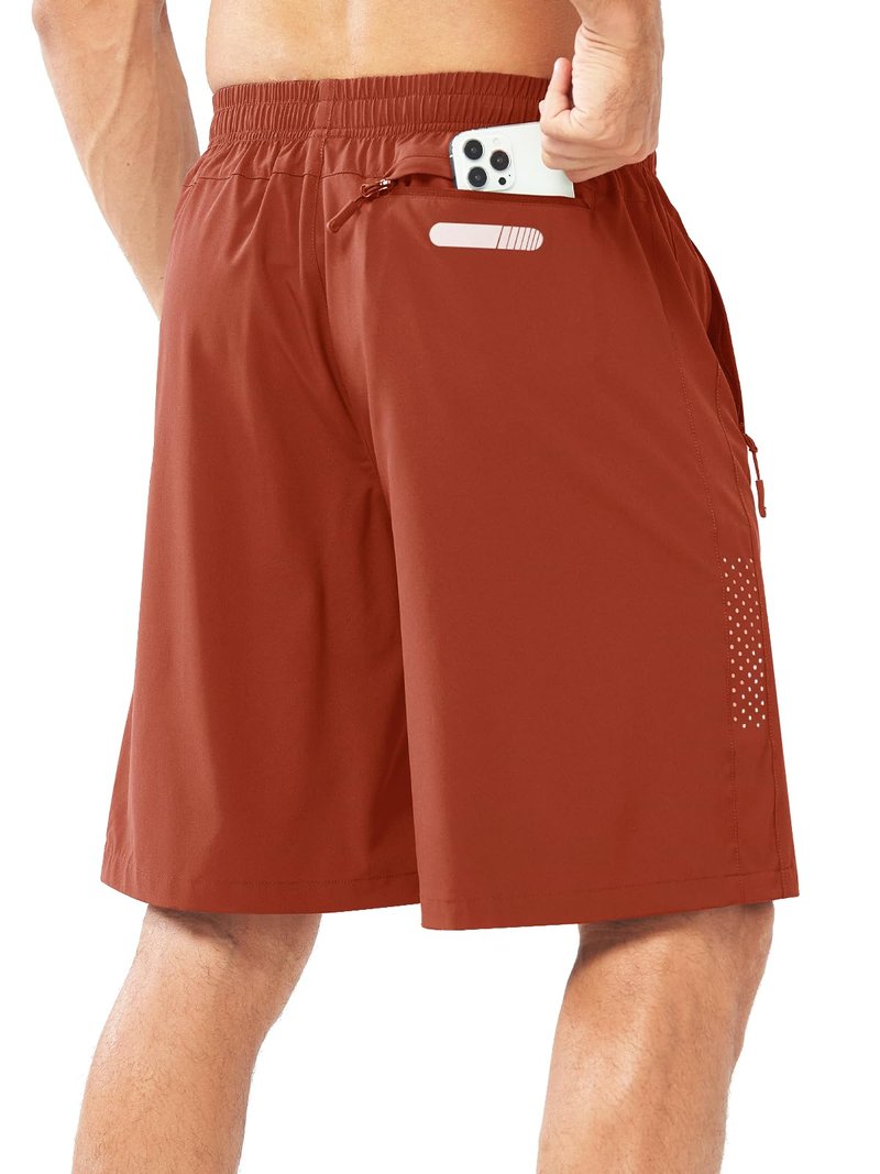 NORTHYARD Men's Athletic Running Shorts Gym Workout 7"/9"/5" Quick Dry Lightweight Sports Basketball Tennis 3 Zipper Pockets REDCLAY-9inch M