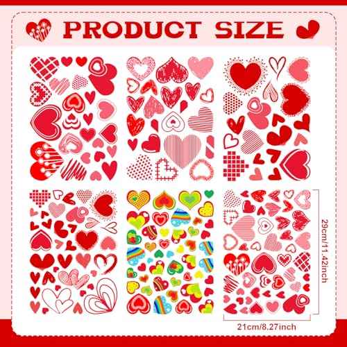 Capoda 196 Pcs Valentine's Day Wall Decals Removable Love Heart Wall Stickers Red Heart Window Stickers Wedding Anniversary Romantic Love Decoration Party Decor for Holiday Living Room Art Decor Home