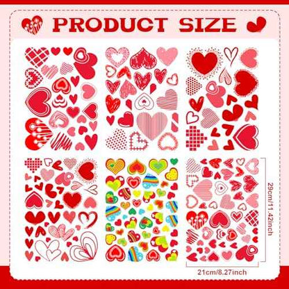 Capoda 196 Pcs Valentine's Day Wall Decals Removable Love Heart Wall Stickers Red Heart Window Stickers Wedding Anniversary Romantic Love Decoration Party Decor for Holiday Living Room Art Decor Home
