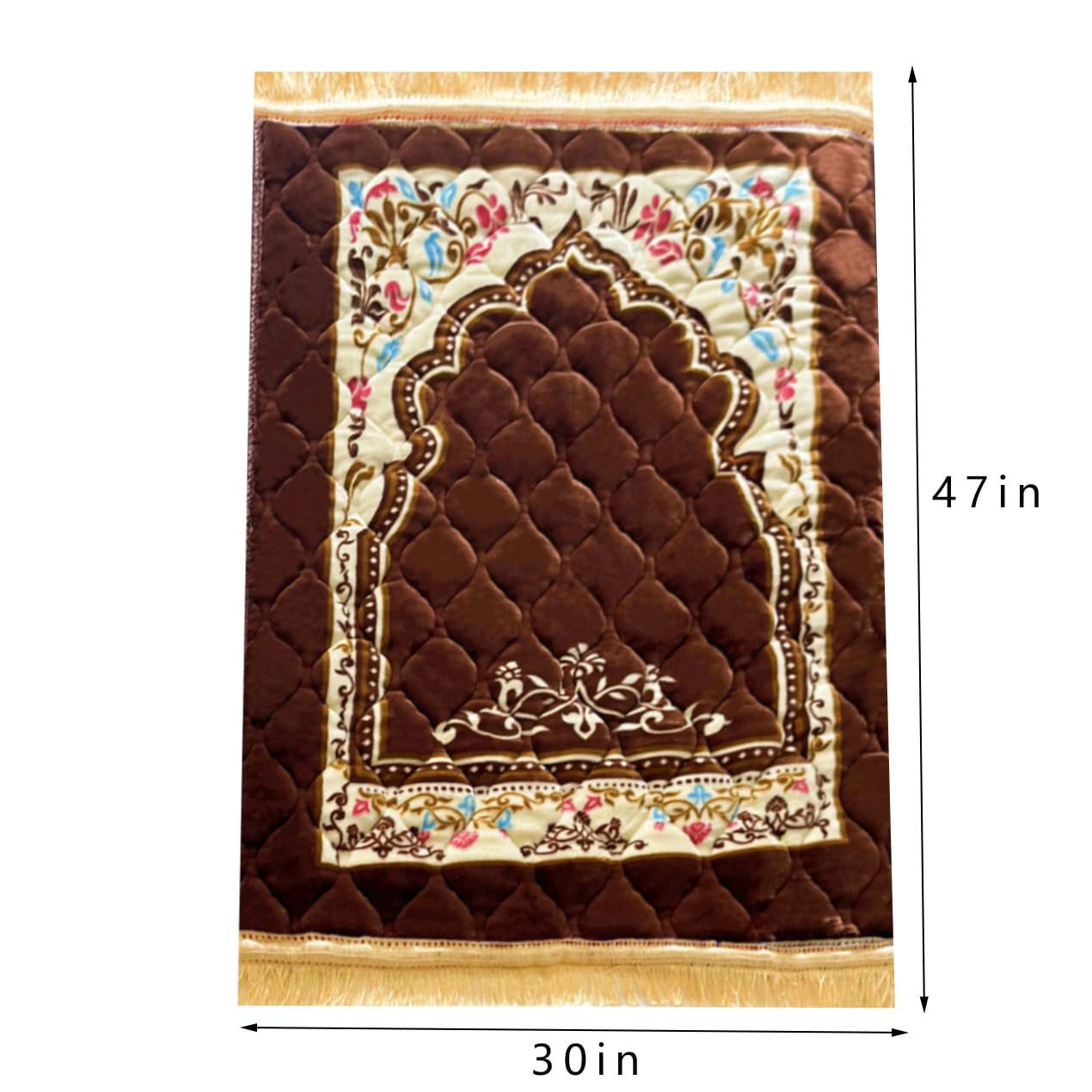 JE JOUE Prayer Rug Muslim Mat Islamic Soft Large Prayer Matt Islam, Padded Islamic Prayer Mat Thick for Men and Women, Janamaz, Sajadah （Brown）