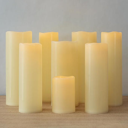 4" x 12" Ivory Large Waterproof Outdoor Flameless Candles Battery Operated LED Flickering Pillar Candles with Remote and Timer for Indoor Outdoor Lanterns, Long Lasting, Set of 2