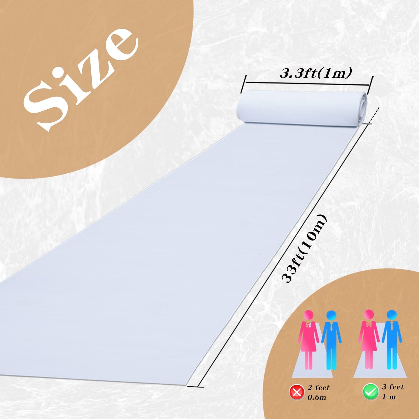 dofopo Extra Thick White Carpet Runner for Party, 3.3 x 33 Feet White Aisle Runner for Wedding Ceremony, Non-Slip Indoor Outdoor Wedding Decorations