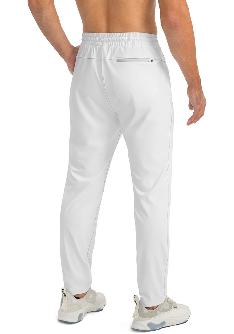 G Gradual Men's Sweatpants with Zipper Pockets Tapered Joggers for Men Athletic Pants for Workout, Jogging, Running (White, XX-Large)