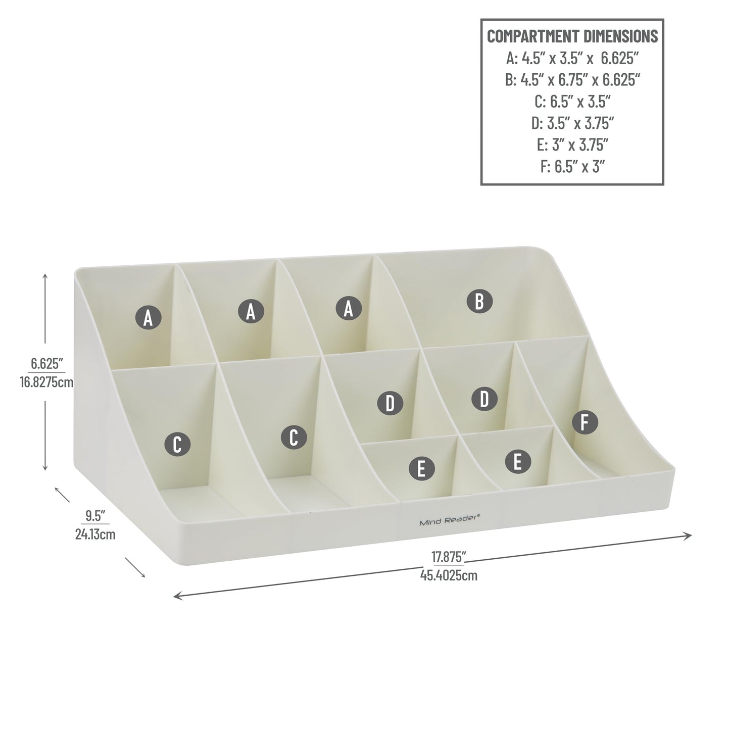 Mind Reader Cup and Condiment Station, Countertop Organizer, Coffee Bar, Kitchen, Stirrers, 17.875"L x 9.5"W x 6.625"H, Black