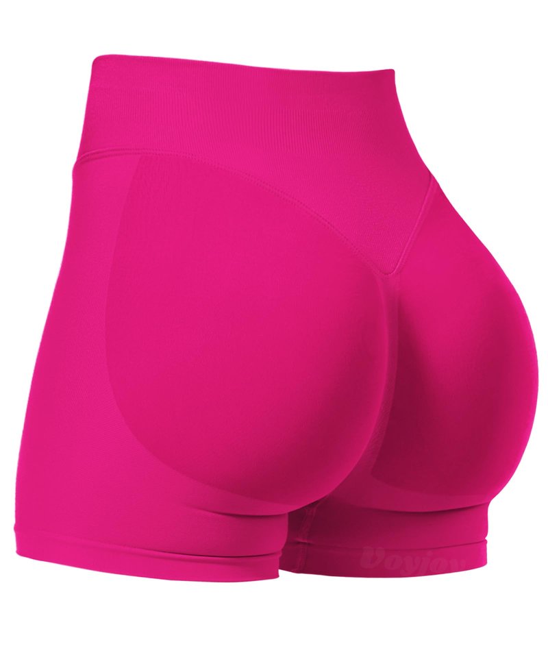 VOYJOY Women Workout Impact Shorts 2.5"/ 3.6"/ 4.5"/ 6" Scrunch Butt Lifting Gym Seamless Booty Biker Shorts Rose