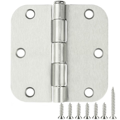 42 Pack Rounded Door Hinges Brushed Nickel 3.5 inch x 3-1/2", 5/8" Radius Heavy Duty Steel Iron 3 ½"Hinge for Doors, Interior Room,Outdoor Window,Constructition Hardware Kit Home Decor Essentials