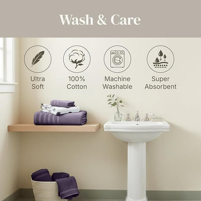 Modern Threads Organic Vines 6-Piece 100% Cotton Towel Set – Yarn Dyed Jacquard