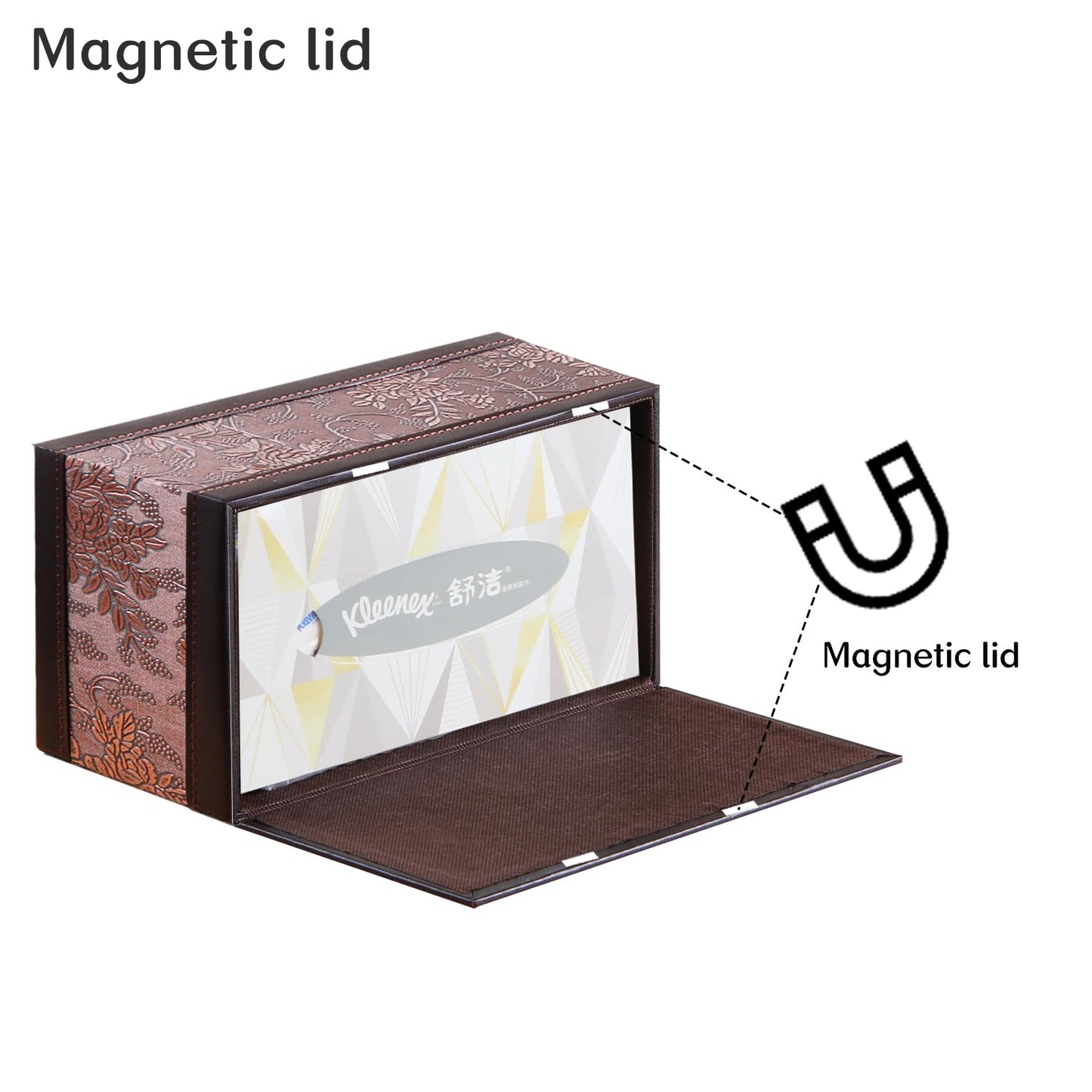 Leather Tissue Box Cover Rectangle,Tissues Box Holder Modern Rectangular Facial Paper Towels Organizer,Box Tissue Dispenser Decor Accessories for Bathroom NightStand Coffee Table Desk Home Office.