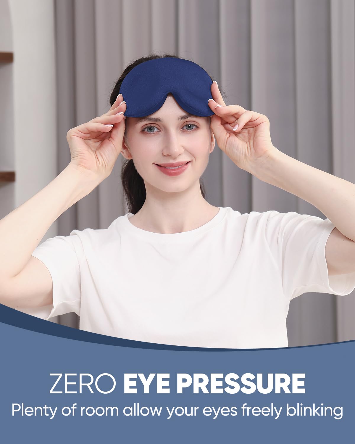 MZOO Luxury Sleep Eye Mask for Side Sleeper Men Women, Zero Eye Pressure 3D Sleeping Mask, Light Blocking Patented Design Night Blindfold, Soft Eye Shade Cover for Travel, Black