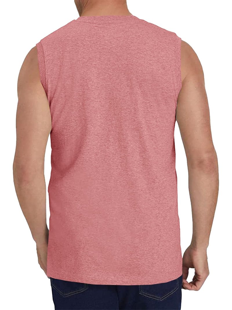 Wihion Men's Sleeveless Gym Tank Tops with Pocket Workout Bodybuilding Muscle T Shirts Pink