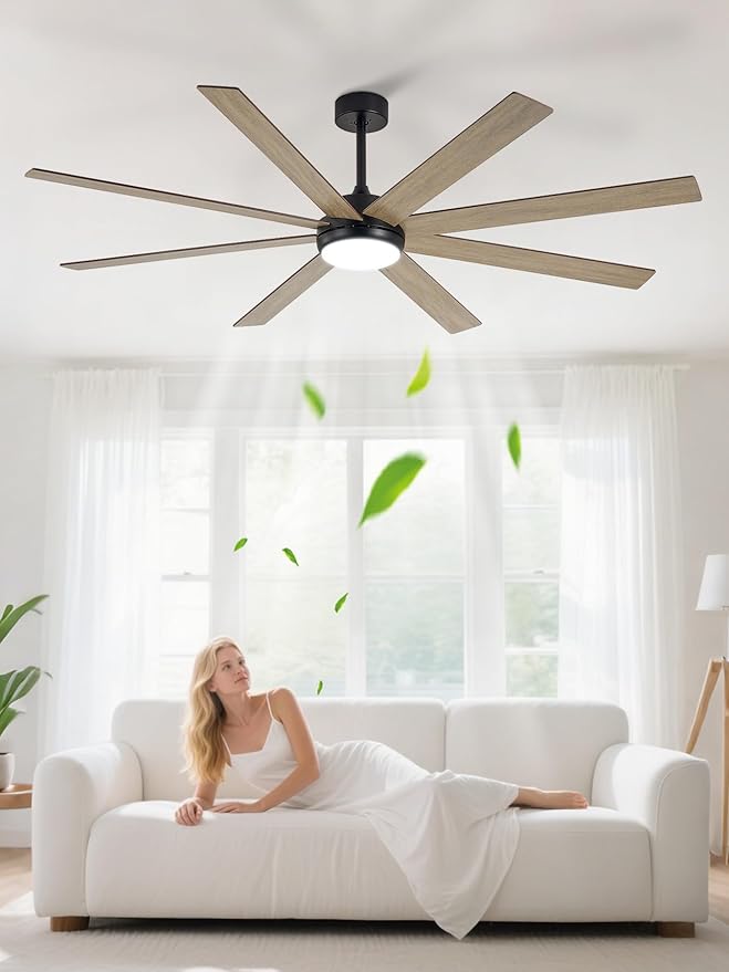 Depuley 72" Ceiling Fans with Lights: Large Indoor/Outdoor Ceiling Fan for Patios Living Room - 8 Blades Wooden Dimmable Ceiling Fans with Remote APP Control Timer Reversible Quiet DC Motor 6 Speeds