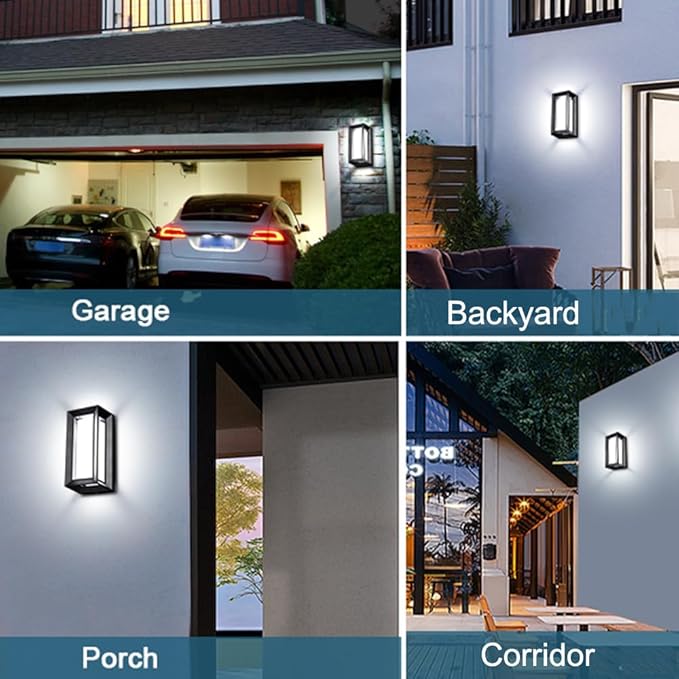 Sytmhoe Outdoor Wall Light Dusk to Dawn,Modern Exterior Wall Sconce LED,6000k Black Exterior Wall Fixtures,Ouside Light for House Garage Walkway Backyard Garden