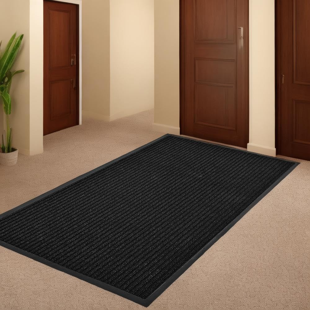 SRDDQLC Door Floor Mat Commercial Grade Large Size Heavy Duty Tough Entry Collection Slip Skid Entrance Mat with Rubber Backing Low Profile and Easy to Clean Indoor Outdoor Rug,3x4FT,Black