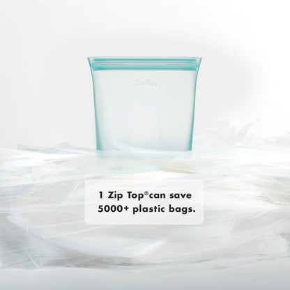 Zip Top Reusable Food Storage Bags | Medium Dish [Frost] | Silicone Meal Prep Container | Microwave, Dishwasher and Freezer Safe | Made in the USA