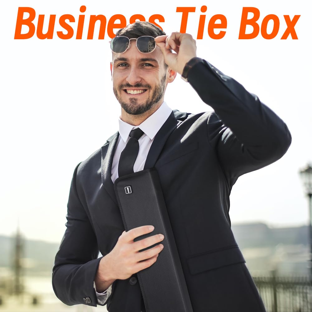 Travel Tie Case - Men's Necktie Gift Box, Rectangle Shape, Anti-Wrinkle Storage for Business, Bow Tie Packaging