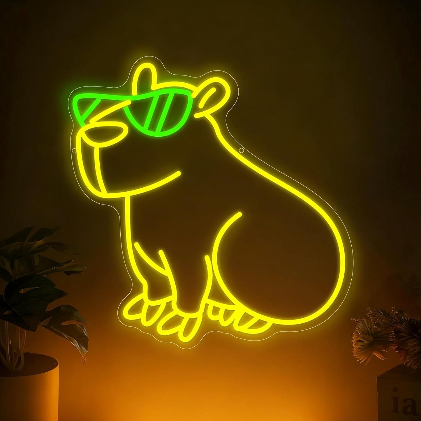 Capybara Neon Sign for Wall Decor Cute Light Up Business Led Sign Cute Birthday Party Signs Led Decorative Night Signs Room Decor Christmas Party Gifts for Girls Boys Home Bedroom