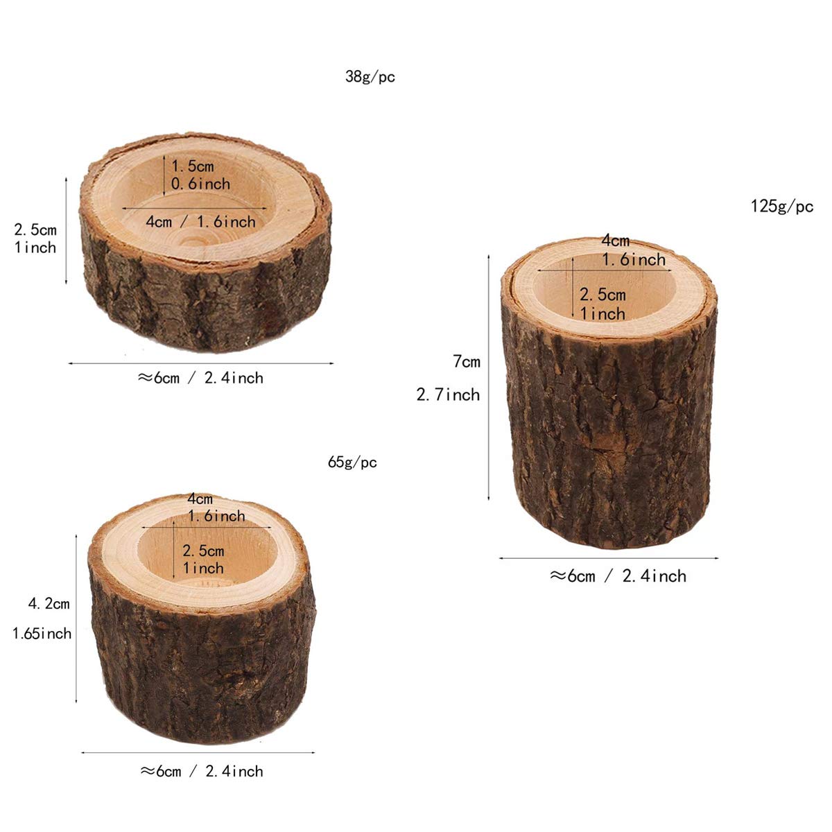 Yikko Tea Light Candle Holders, Personalized Wooden Votive Tealight Holders for Wedding Centerpieces for Table, Valentine's Day |Christmas Party |Home Decoration (Set of 12 (0.98", 1.65", 2.75"))