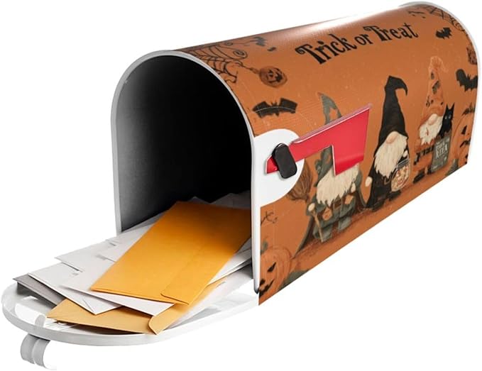 Mailbox Covers Gnomes Halloween Pumpkin Gnomes Halloween Pumpkin Magnetic Letter Post Box Cover Standard Size 25.5 x 21 Inch Garden Yard Home Decorative