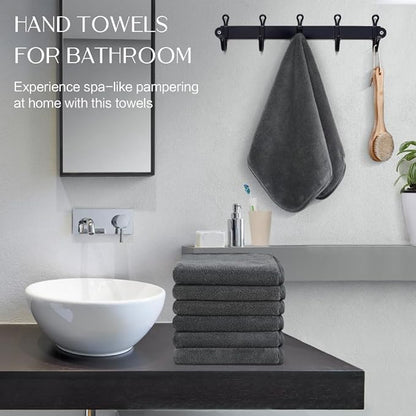 KinHwa Microfiber Hand Towels for Bathroom Soft and Absorbent Face Towels Grey