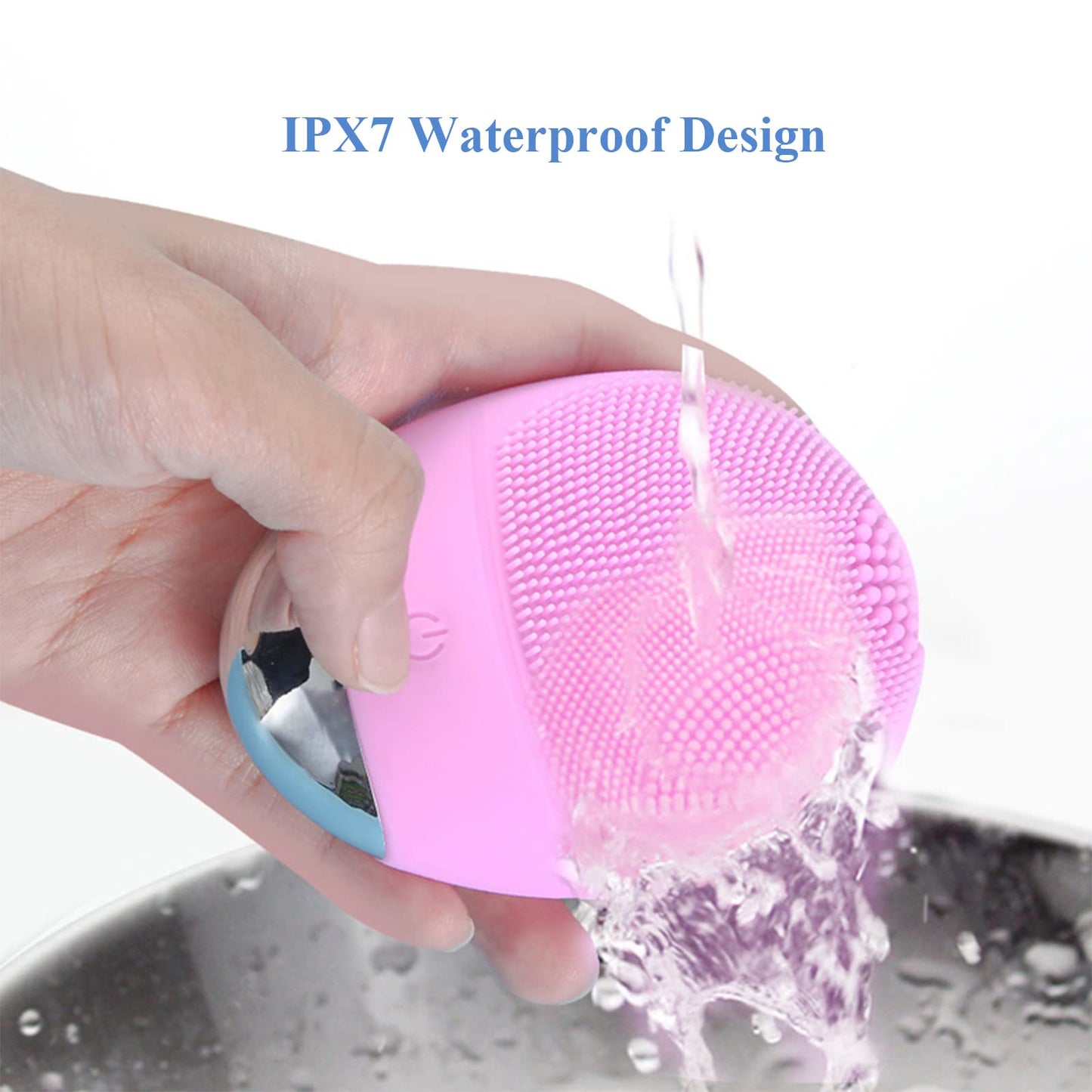 Facial Cleansing Brush, 3-in-1 Electric Soft Silicone Waterproof Face Scrubber, USB Rechargeable IPX7 Waterproof Sonic Vibrating Face Brush for Deep Cleansing, Gentle Exfoliating and Massaging