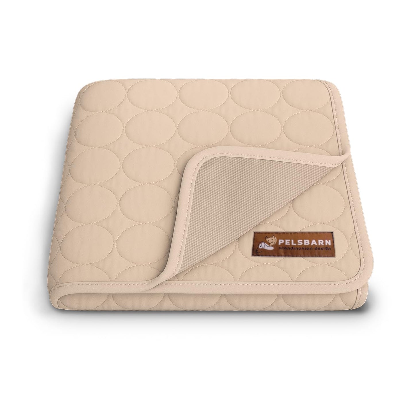 Pelsbarn Dog Cooling Mat- Ice Silk Summer Comfort, Self Cooling, Non-Slip Dog Pad, Durable & Washable, Mat for Extra Large Dogs 33 x 45, Support Shelter Dogs with Every Purchase (Beige)