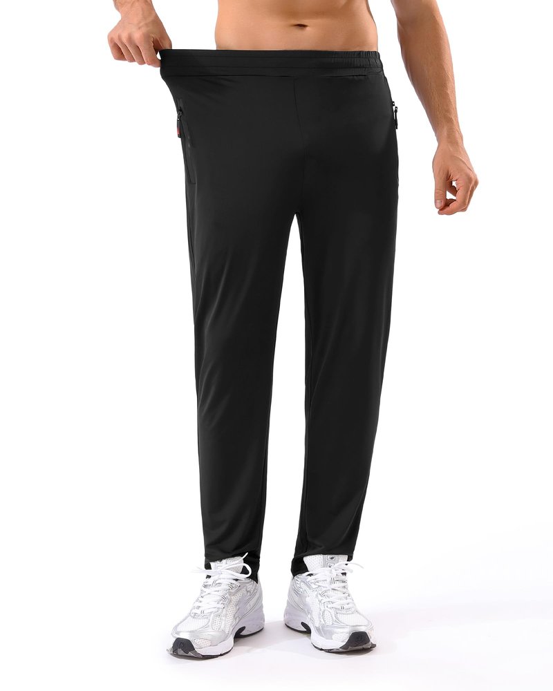 MSGD 5 Pack Men's Sweatpants with Zipper Pockets Stretch Lightweight Athletic Track Activewear Pants for Men Joggers Running Workout Gym,L