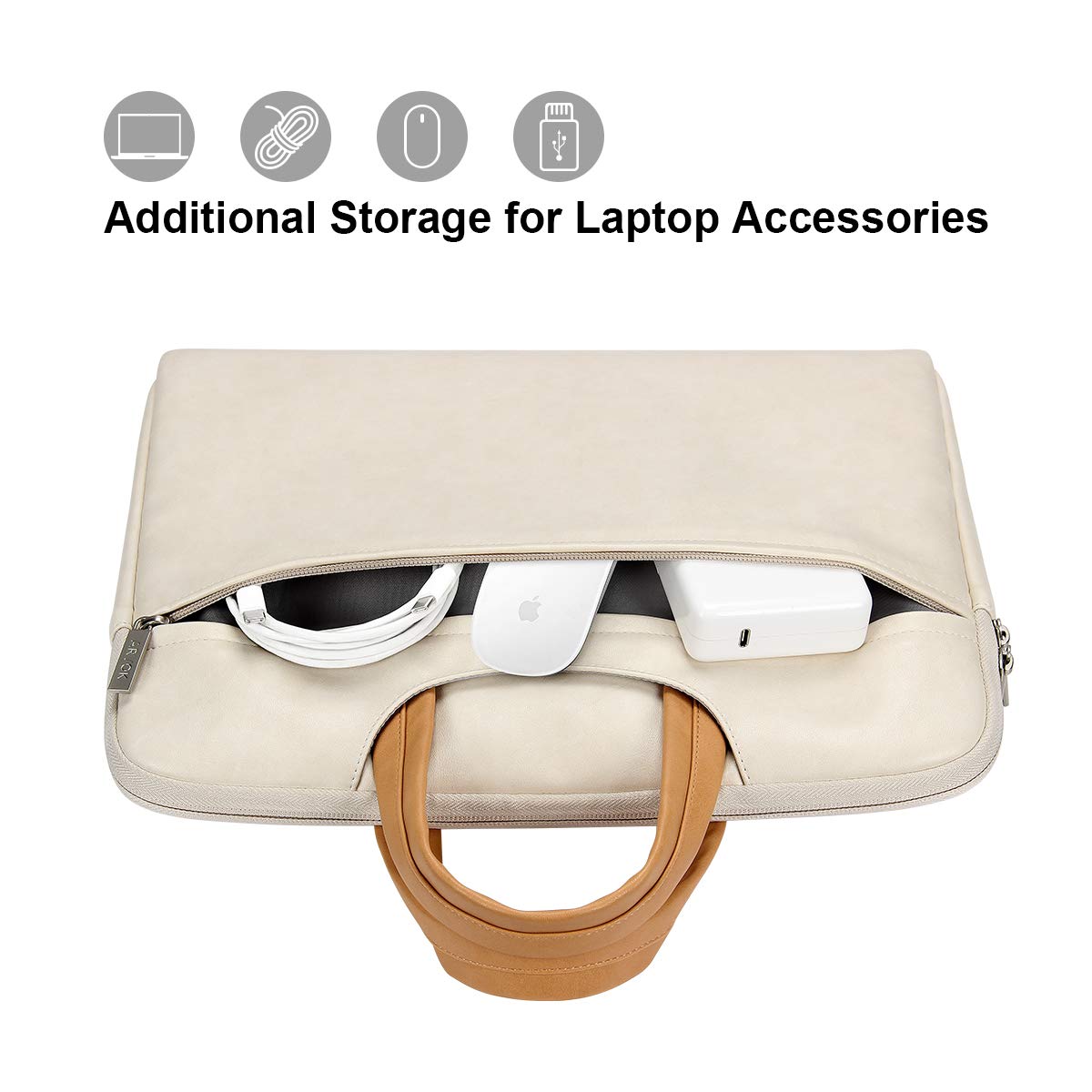 ARVOK 15 15.6 16 Inch Water-resistant Premium Leather Laptop Sleeve With Handle & Zipper Pocket/Notebook Computer Case/Ultrabook Tablet Briefcase Carrying Bag/Pouch Skin Cover For Acer/Asus