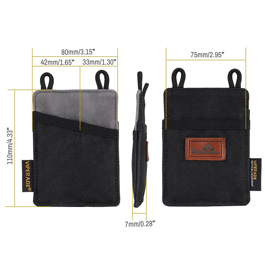 VIPERADE Slim EDC Pouch, Mini Pocket Organizer for Men, EDC Belt Organizer for Knife/Flashlight/Pen/Pry Bar/Mini Tools/Pocket Notebook (Small-Black)