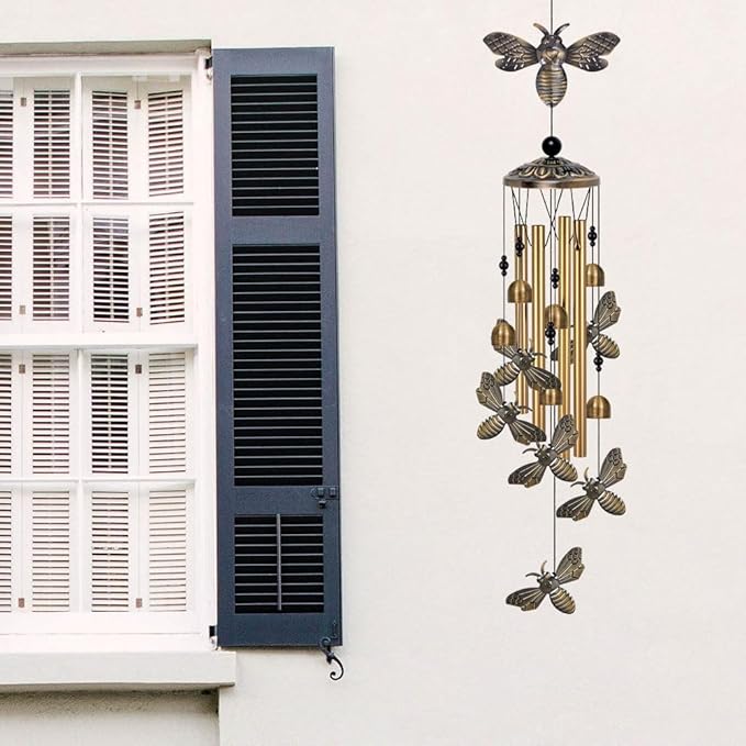 Bronze Bee Wind Chimes Decor, Mobile Blessing Wind Bells Decorate, Sympathy Wind Catcher, Memorial Gifts for Mom,Grandma,Woman (Housewarming/Outside/Indoor/Home/Room/Porch/Yard/Garden Decoration)