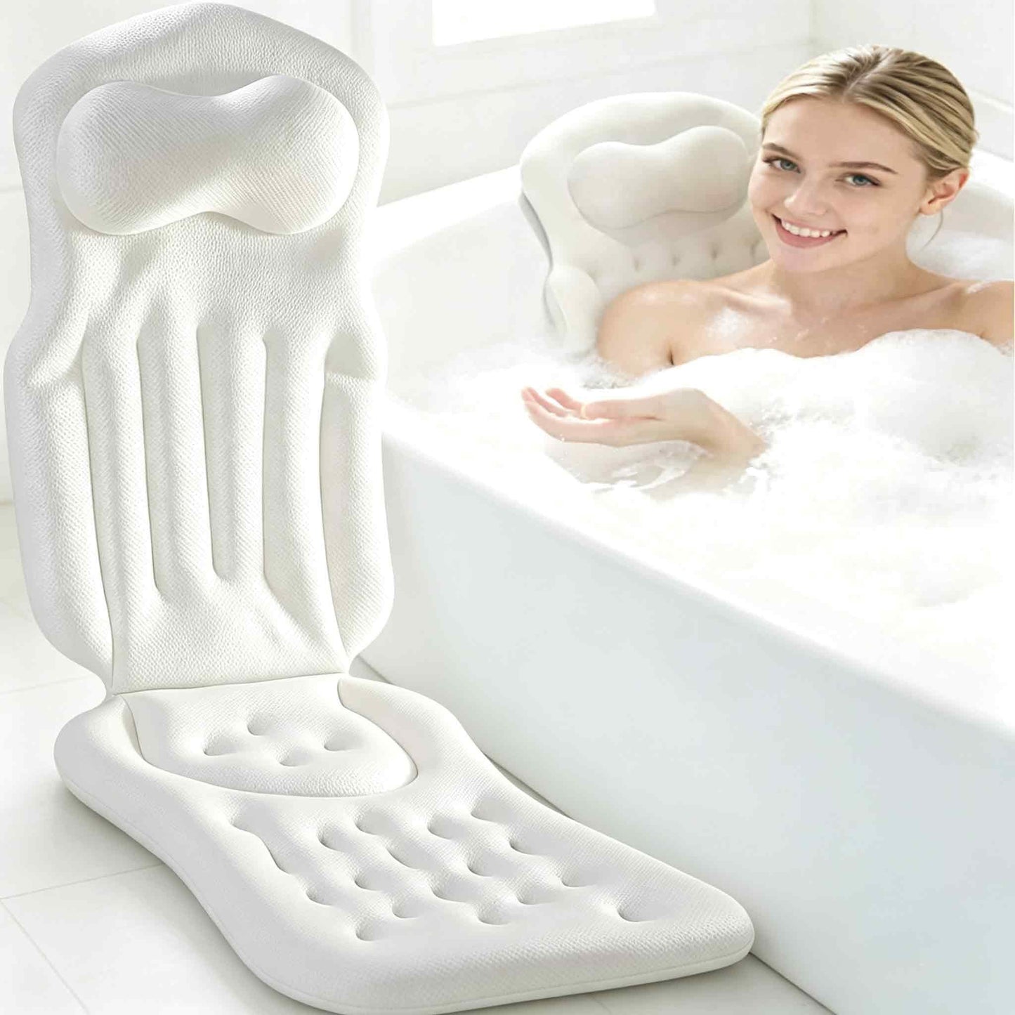 RWUSX Bath Pillows for Tub Full Body, Luxury Bathtub Pillow Cushion, Bubble Bath Mat for Tub Spa