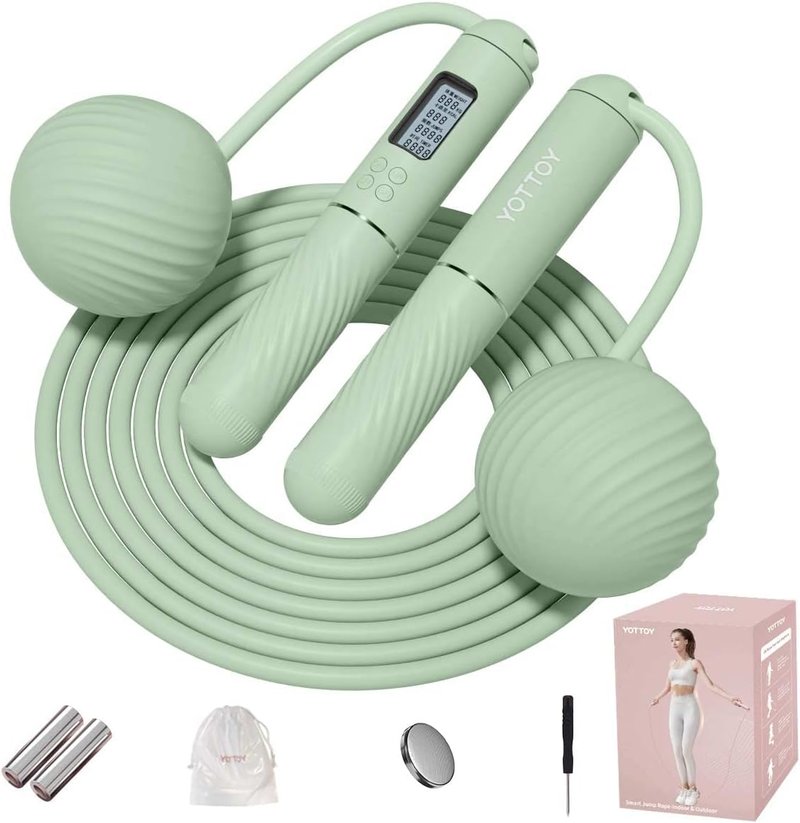 YOTTOY Cordless Jump Rope for Adults | Weighted Design with LCD Display - Perfect for Women
