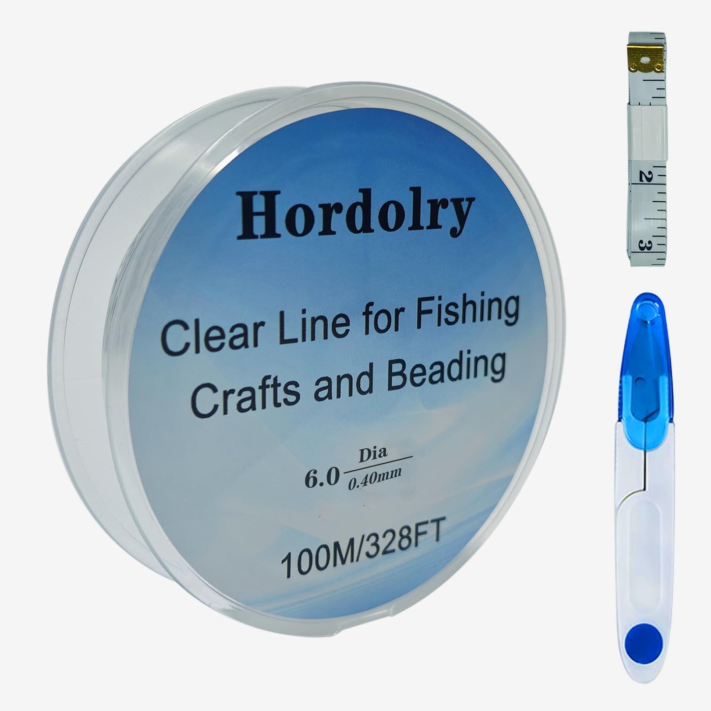 Hordolry 0.3mm Clear Fishing Line, 328FT Invisible Fishing Wire, Lower Memory Extruded Nylon Monofilament Line with UV Protection for Freshwater & Saltwater, Hanging Decorations, Beading