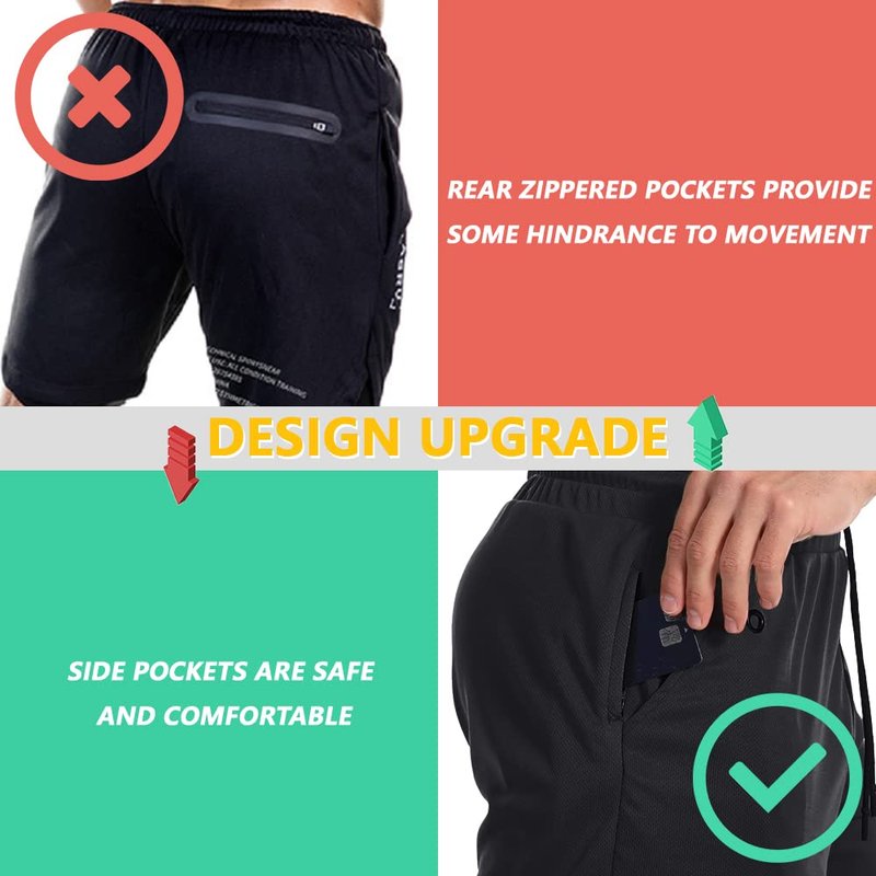 JWJ 3 Pack Mens 2 in 1 Running Shorts Quick Dry Gym Athletic Workout Shorts with Compression Liner,Black Light Navy XL