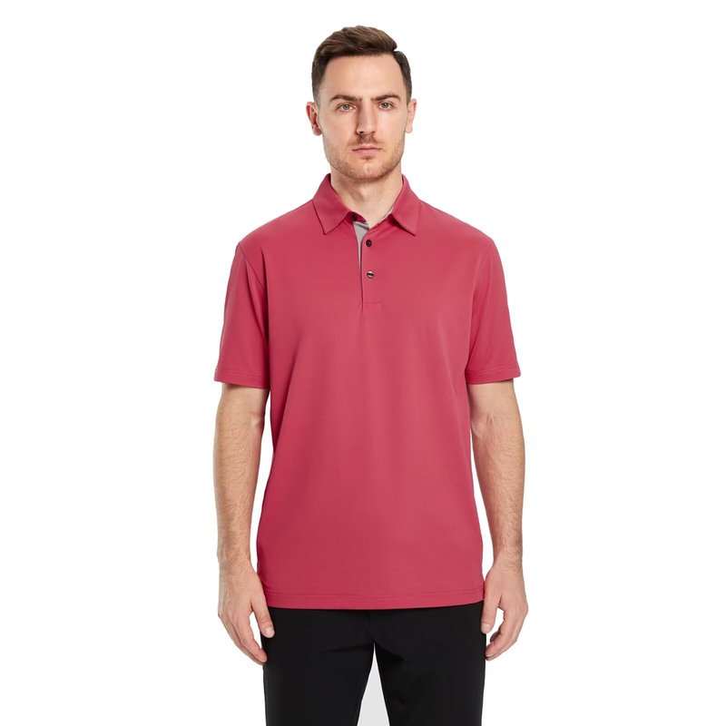 M MAELREG Mens Pique Polo Shirts Short Sleeve Performance Moisture Wicking Quick Dry Casual Golf Shirts for Men Brick