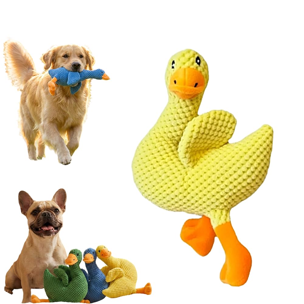 Mellow Calming Duck Dog Toy, 2026 New Durable Plush Chew Toy with Quack Sound for Dogs Teeth,Stuffed Interactive Toys for Indoor Puppies and Senior Pups (B-Yellow, Medium)